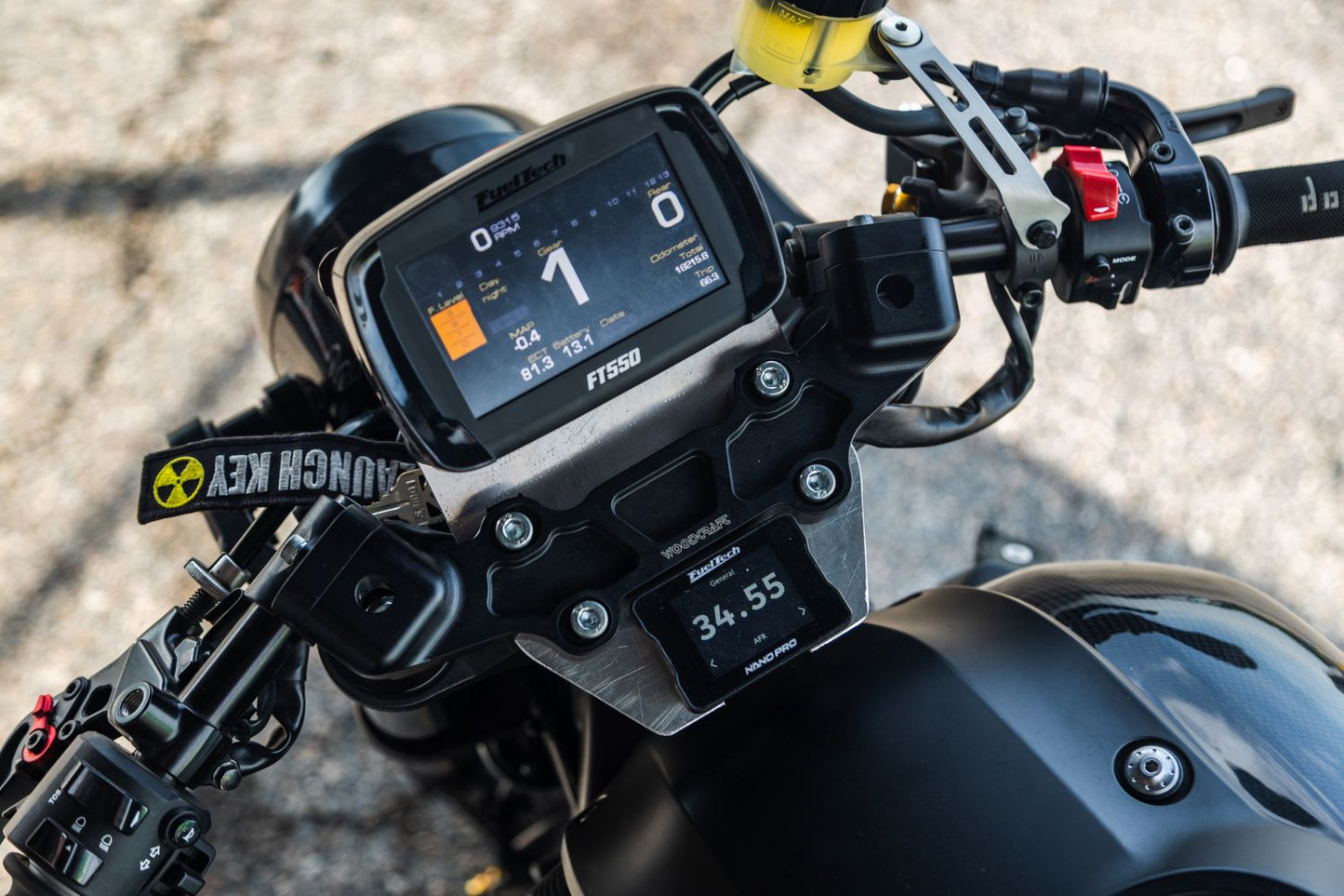 FuelTech Aftermarket FT550 ECU with Digital Display on Racing Motorcycle