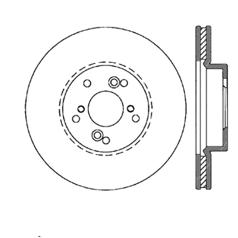 StopTech Power Slot Slotted 99-08 Acura TL (STD Caliper) / 01-03 CL / 04-09 TSX Front Left Rotor