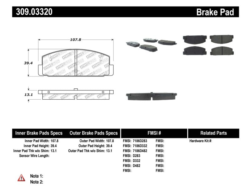 StopTech Performance 89-95 Mazda RX7 / 03-05 Mazda 6 Rear Brake Pads