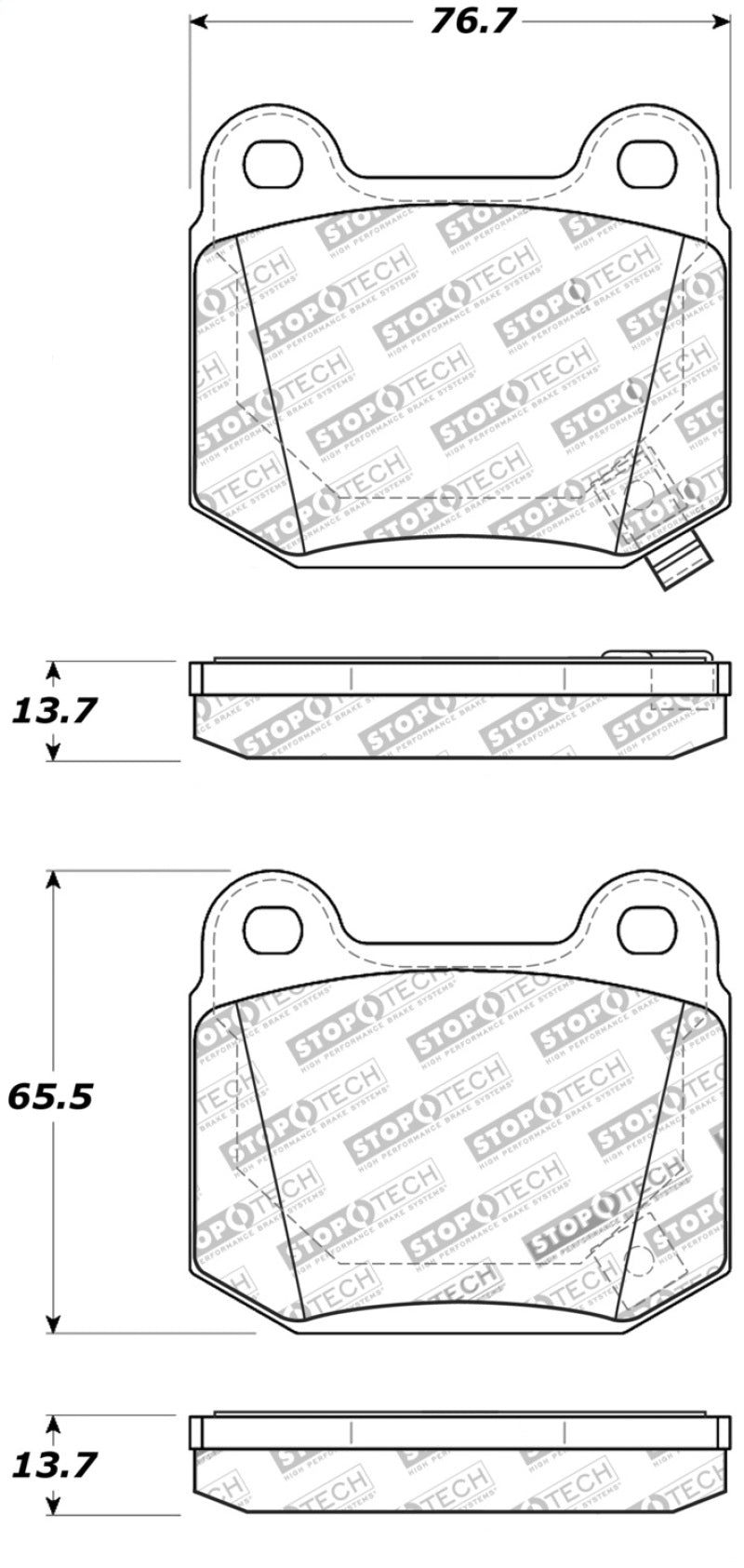 StopTech Street Touring ST-22 2-Piston Rear Caliper Brake Pads