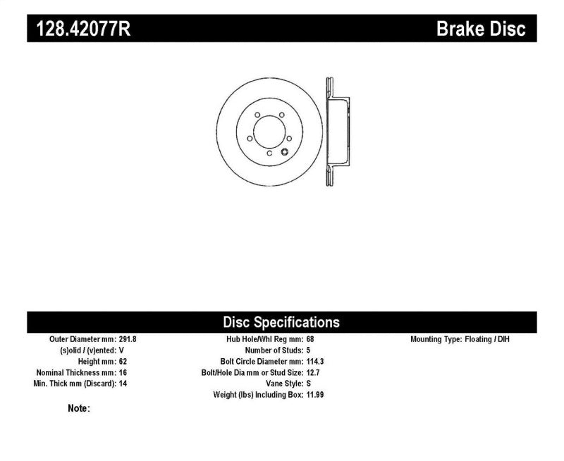 StopTech 03-04 Infiniti G35 / 03-05 G35X / 03-05 Nissan 350Z Cross Drilled Right Rear Rotor