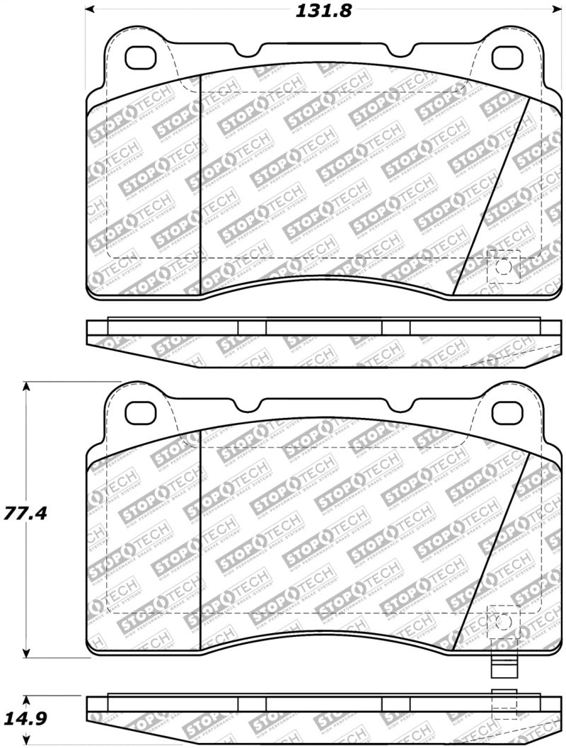 StopTech 08-15 Mitsubishi Evo X Street Select Front Brake Pads